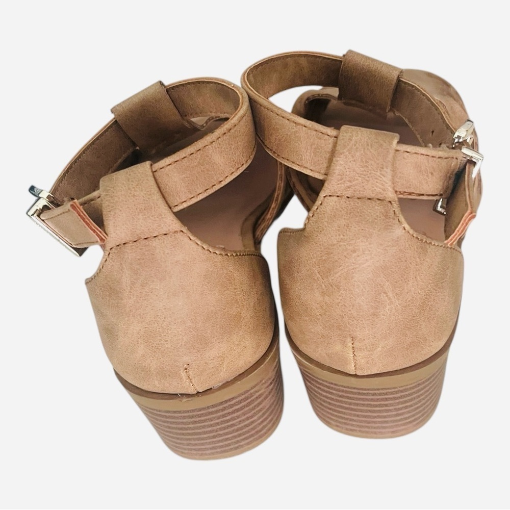 Vince Camuto brown leather little girl sandals sz.1 block heel twisted upper - Picture 11 of 13